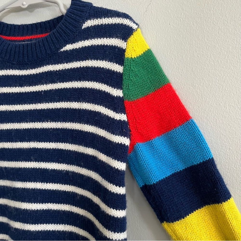 Mini Boden Striped Wool Blend Sweater Size 3-4Y Gender Neutral Primary Classic - Picture 2 of 6